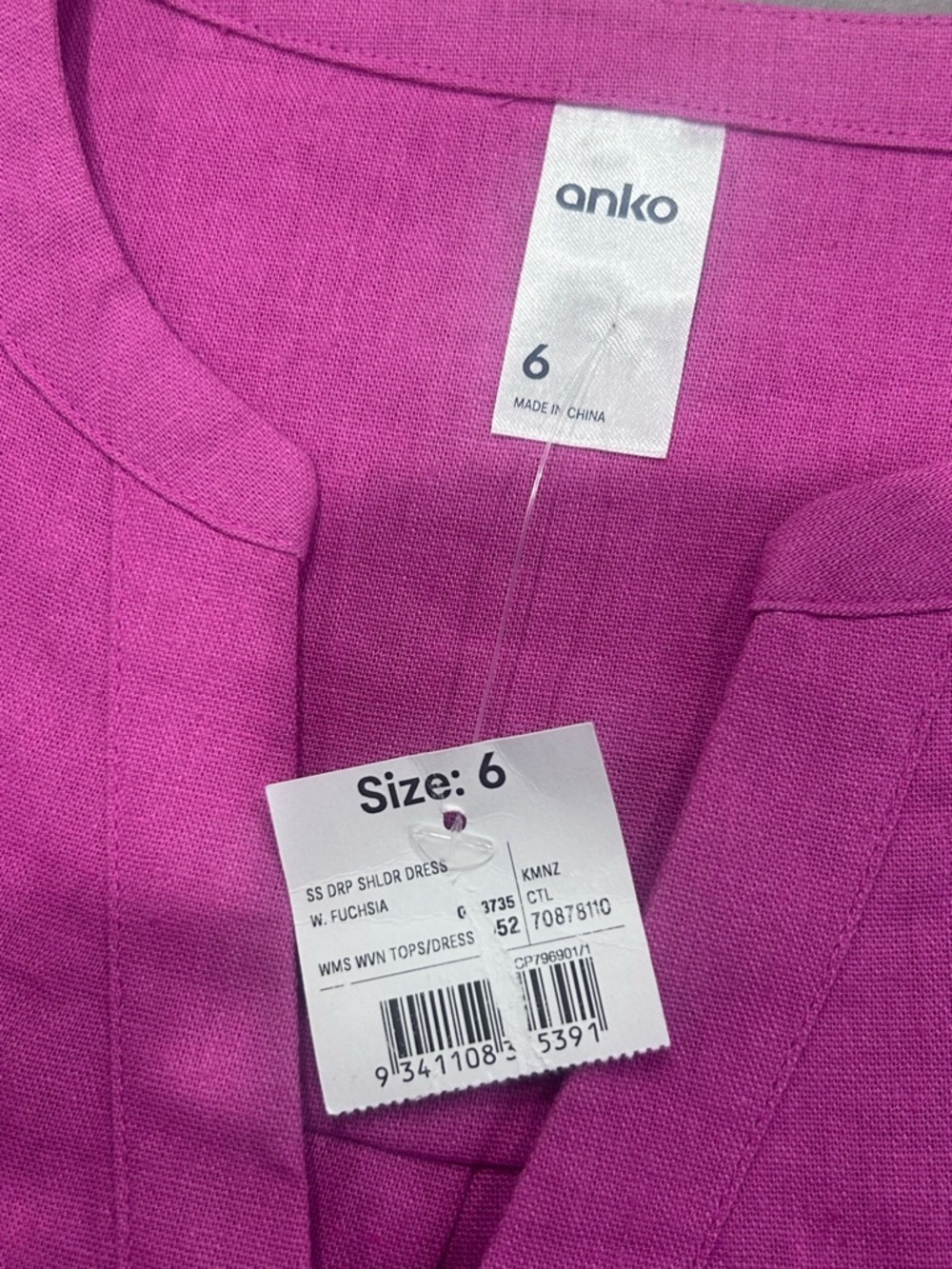 🩷”Anko” NWT Chic Fuchsia Linen Blend Short Sleeve Midi V-Neck Shirt Dress - Picture 6 of 10